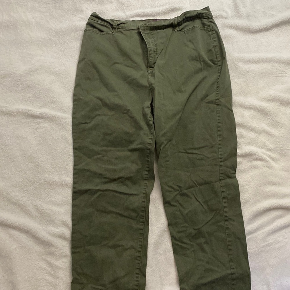 Olive Green Pants, “Amanda Trouser”; Size: 12